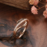 Brilliant Micro Inlay Black White AAA+ CZ Diamonds Fashion 14K Rolled Rose Gold  Rings - Personality Gothic Jewelry