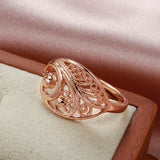 Vintage Personality Rolled 14K Rose Gold Oval Geometric Wave Texture Women Finger Rings Daily Jewelry Trendy Rings