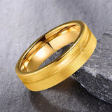 Customized Inlay, 1.5mm Offset Groove Pipe Cut Matte 6MM Gold/Silver Tone Tungsten Blank Core Comfort Fit Rings