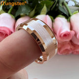 Popular Beveled Center Brushed and Polished 10mm Large Ring Men's Tungsten Engagement Comfortable Fit Ring