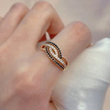 Stunning 14K Filled Rose Gold With White Black AAA Zircon Diamonds Full Paved Luxury Trendy Jewelry Rings For Women