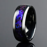 Awesome 4/8mm Colorful Nebula Outer Space Black Tungsten Wedding Engagement Ring - Couple Set For Him And Her