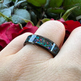 Trendy Galaxy Series Opal Inlay Polished Shiny 6mm 8mm Black Men Women Tungsten Engagement Wedding Band
