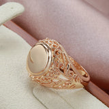 New Arrival Classic Supe Glossy Round Ring For Women in Filled 14K Rose Gold Retro Ethnic Jewelry