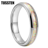 High Quality Pink Color Opal 4MM Nice Women Tungsten Comfort Fit Engagement Wedding Band - Trendy Jewelry