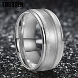 Tungsten Blank Core 3/4MM Groove Stepped Polished 10MM  Comfort Fit Rings and Wedding Bands for Men and Women