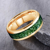 Green Moss Agate Inlay 6/8MM Dome Edges Tungsten Carbide Rings Mens Womens Fashion Engagement Wedding Bands