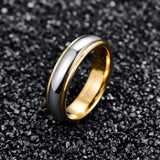 High Quality Domed Polished Step Gold Color Plating 6mm Width Tungsten Steel Ring, Wedding Band Comfort Fit Ring