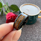Super 8MM Whisky Wood Pilose Antler Ring Hammered Tungsten Pipe Cut Finish Comfort Fit Wedding Band For Men Women