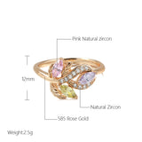 Colorful Crystal Flower Design Romantic 14K Filled Rose Gold Bride Fine Rings Lover's Fine Jewelry Luxury Gift