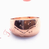 New Arrival 14K Filled Rose Gold Engraved Small Flower Glossy Shiny Wide Rings for Women - Banquet Jewelry