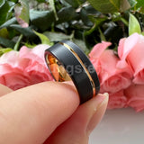 Terrific Offset Groove Brushed Finish 6mm 8mm Mens Womens Tungsten Carbide Ring Comfort Fit Wedding Bands