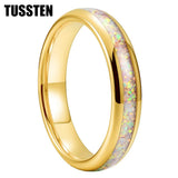 High Quality Pink Color Opal 4MM Nice Women Tungsten Comfort Fit Engagement Wedding Band - Trendy Jewelry