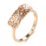 New Vintage Geometric Pattern Elegant Curve Filled 14K Rose Gold Rings for Women Simple Wedding Rings Fine Jewelry
