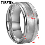 Tungsten Blank Core 3/4MM Groove Stepped Polished 10MM  Comfort Fit Rings and Wedding Bands for Men and Women