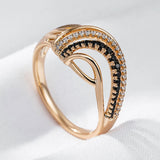 Luxury Marvelous Filled 14K Rose Gold Hollow Black White AAA+ Zircon Diamonds Ring - Ethnic Wedding Fine Jewelry