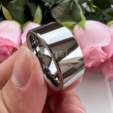 Shiny Tungsten Pipe Cut Polished 12mm 10mm Large Men Comfort Fit Wedding Band Fashion Jewelry