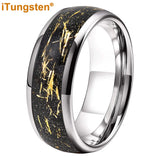 Polished Shiny Domed Sandblast Foil Inlay 8mm Tungsten Carbide Comfort Fit Wedding Bands Men/Women Fashion Jewelry