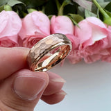 Popular Multicolor 6mm 8mm Men Women Tungsten Hammer Ring Comfort Fit Weddding Band