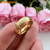 Marvelous Domed Stepped Edges 6mm 8mm Tungsten Hammer Comfort Fit Engagement Wedding Band Men, Women Trendy Jewelry