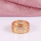 Exquisite Fashion Vintage Syle 14K Rolled Rose Gold AAA Zirconia Diamonds Full Pave Setting Women's Ring Jewelry