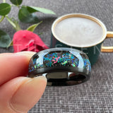 Terrific Galaxy Opal Brushed 8MM Cool Wedding Comfort Fit Bands Rings Tungsten Jewelry For Men and Women