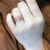New Filled 14K Rose Gold Wide Shiny Hollow Out Rings for Women Personality and Charm - New Engagement Jewelry