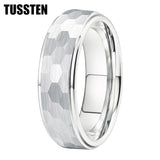 Stepped Finish Great Workmanship 6/8MM Men Women Hammer Ring Stylish Tungsten Comfort Fit Wedding Band
