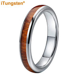 Fine 4mm Men Women Domed Polished Koa Wood Ring Nice Tungsten Comfort Fit Wedding Band Trendy Jewelry