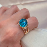 New Unusual Emerald Ball Cut 14K Filled Rose Gold AAA Zircon Crystal Crown Ring for Women Elegant Party Fine Jewelry