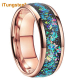 Nice Shiny Galaxy Opal Domed Polished 8mm Tungsten Men and Women Comfort Fit Engagement Wedding Bands