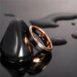 Black Brushed Cut Edge Rose Gold Inside 6/8mm Men Women Tungsten Carbide Wedding Band Luxury Unisex Couple Ring