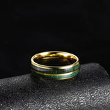 Green Opal and Green Wood Inlaid Polished 7mm Tungsten Wedding Rings For Men Women Comfort Fit Wedding Band Jewelry