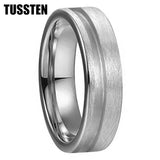 Customized Inlay, 1.5mm Offset Groove Pipe Cut Matte 6MM Gold/Silver Tone Tungsten Blank Core Comfort Fit Rings