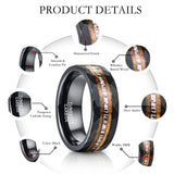 Gorgeous 8mm Brushed Matte Black Hammered Wood Antler Tungsten Carbide Ring for Man - Wedding Jewelry