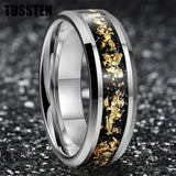 Awesome Gold Foil Inlaid 6/8MM Tungsten Men's and Women's Comfortable Fit Wedding Rings
