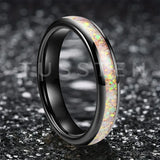 High Quality Pink Color Opal 4MM Nice Women Tungsten Comfort Fit Engagement Wedding Band - Trendy Jewelry