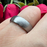 Domed Brushed Multicolor 6mm 8mm Tungsten Comfort Fit Wedding Engagement Ring For Women Men