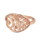 Vintage Personality Rolled 14K Rose Gold Oval Geometric Wave Texture Women Finger Rings Daily Jewelry Trendy Rings