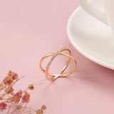 New Micro-wax Vintage Luxury Geometry Cross 14K Filled Rose Gold Rings AAA+ Cubic Zirconia Diamonds Fine Jewelry