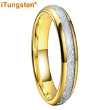 Bright Meteorite Inlay 4mm Popular Women Engagement Wedding Band Tungsten Carbide Comfort Fit Ring