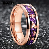 Amethyst Gold Stone in the Middle Groove 6/8MM Men's and Women's Comfort Fit Engagement Wedding Rings and Bands