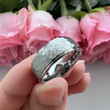 Marvelous Domed Stepped Edges 6mm 8mm Tungsten Hammer Comfort Fit Engagement Wedding Band Men, Women Trendy Jewelry
