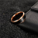Black Brushed Cut Edge Rose Gold Inside 6/8mm Men Women Tungsten Carbide Wedding Band Luxury Unisex Couple Ring