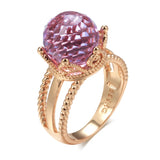 New Unusual Emerald Ball Cut 14K Filled Rose Gold AAA Zircon Crystal Crown Ring for Women Elegant Party Fine Jewelry