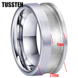 Classic Marvelous Groove Domed Polished 10mm Tungsten Blank Core with 6mm Comfort Fit Rings