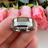 Super Brushed Polished 6/8mm Original Color Tungsten Carbide Rings for Men/Women Comfort Fit Engagement Wedding Bands