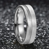 Customized Inlay, 1.5mm Offset Groove Pipe Cut Matte 6MM Gold/Silver Tone Tungsten Blank Core Comfort Fit Rings