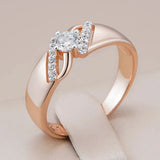 Luxury Fashion Creative Filled 14K Rose Gold Silver Color Mix with AAA Zircon Diamonds Fine Rings For Women