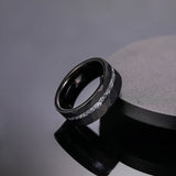 Aluminum Slag Inlay Hammer Pattern Groove Hammered 8mm Black Tungsten Carbide Comfort Fit Wedding Bands For Men